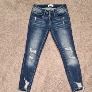 BKE Dark Blue Distressed Skinny Jeans